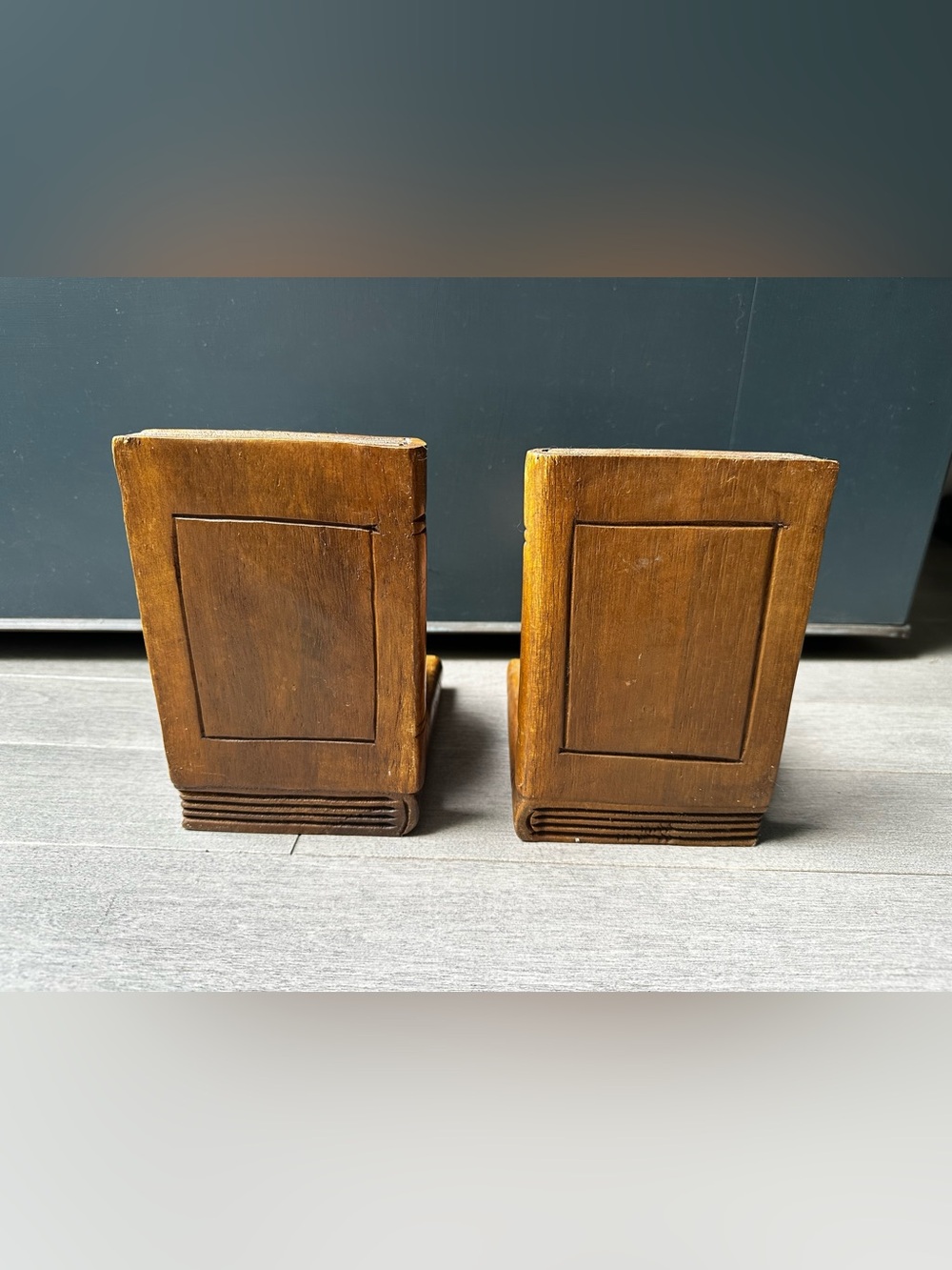 Vintage Solid Wood Baseball Football Sports Book Ends Made In Thailand Decor - Picture 2 of 8